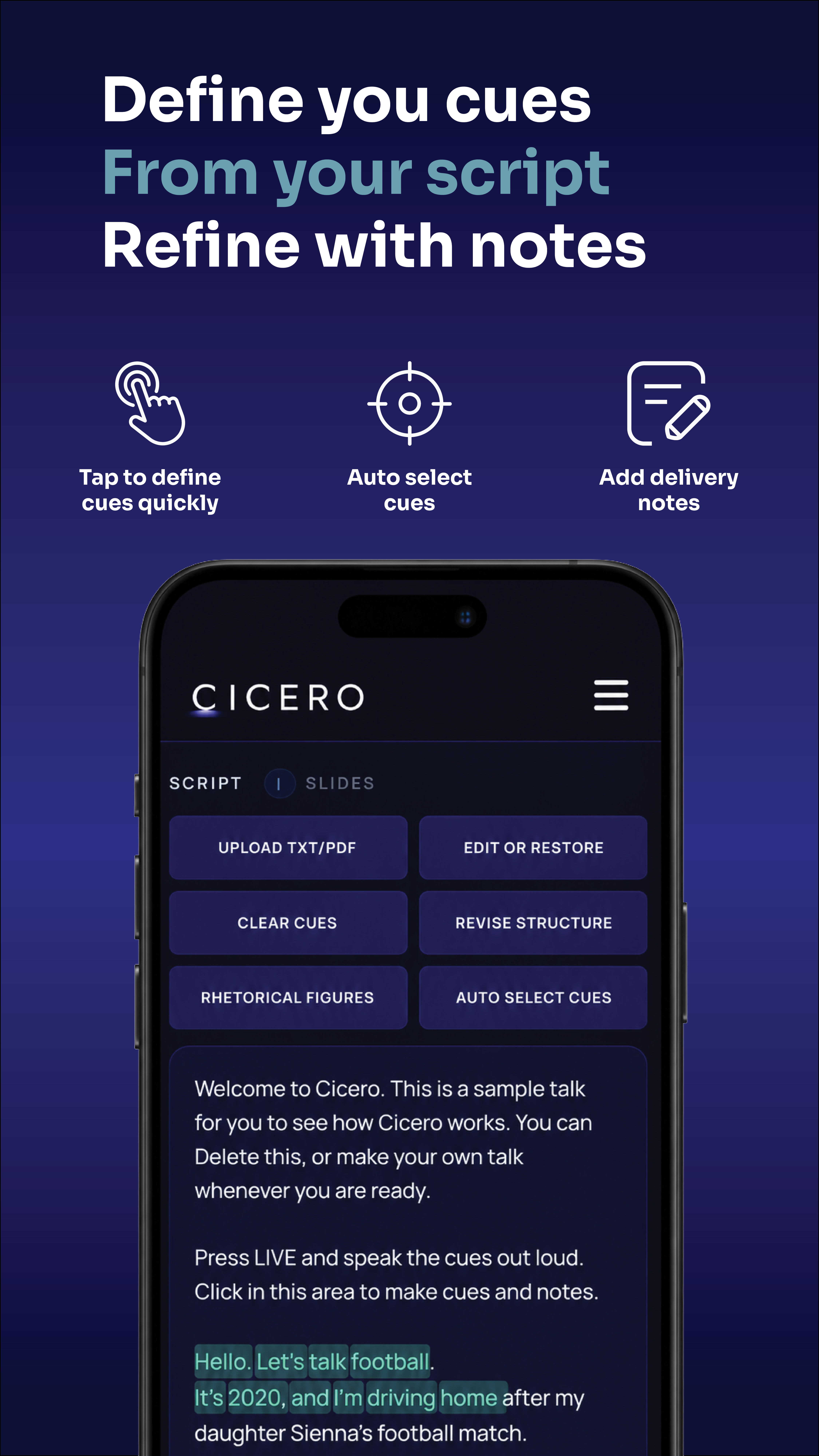 Cicero: selecciona pistas en tu guion